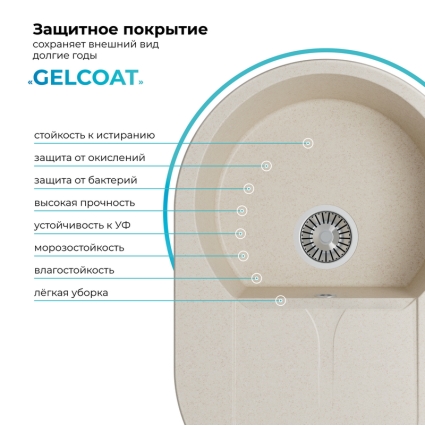 Мойка кухонная POLYGRAN ATOL 760 (кремовый №327)